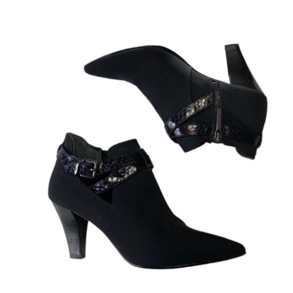 Donald J Pliner Leather Croc Embossed Pointed Toe Ankle Booties Size 7.5 - Picture 5 of 9